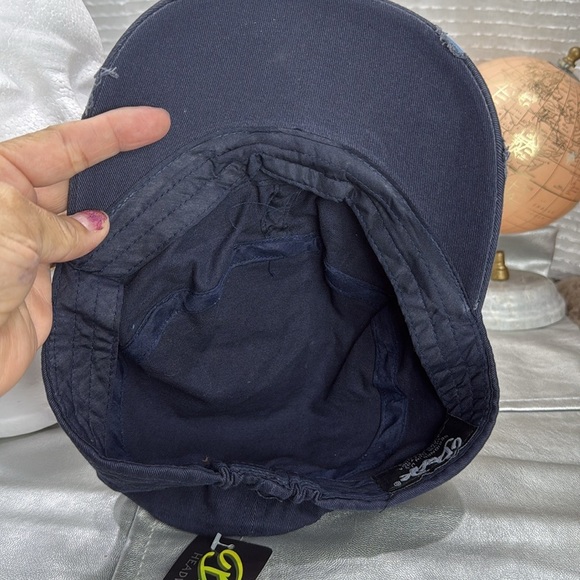 (W4)Breeze Y2K Women's Distressed Floral Embroidered Fleur-de-lis Adjustable Cap - Picture 7 of 8